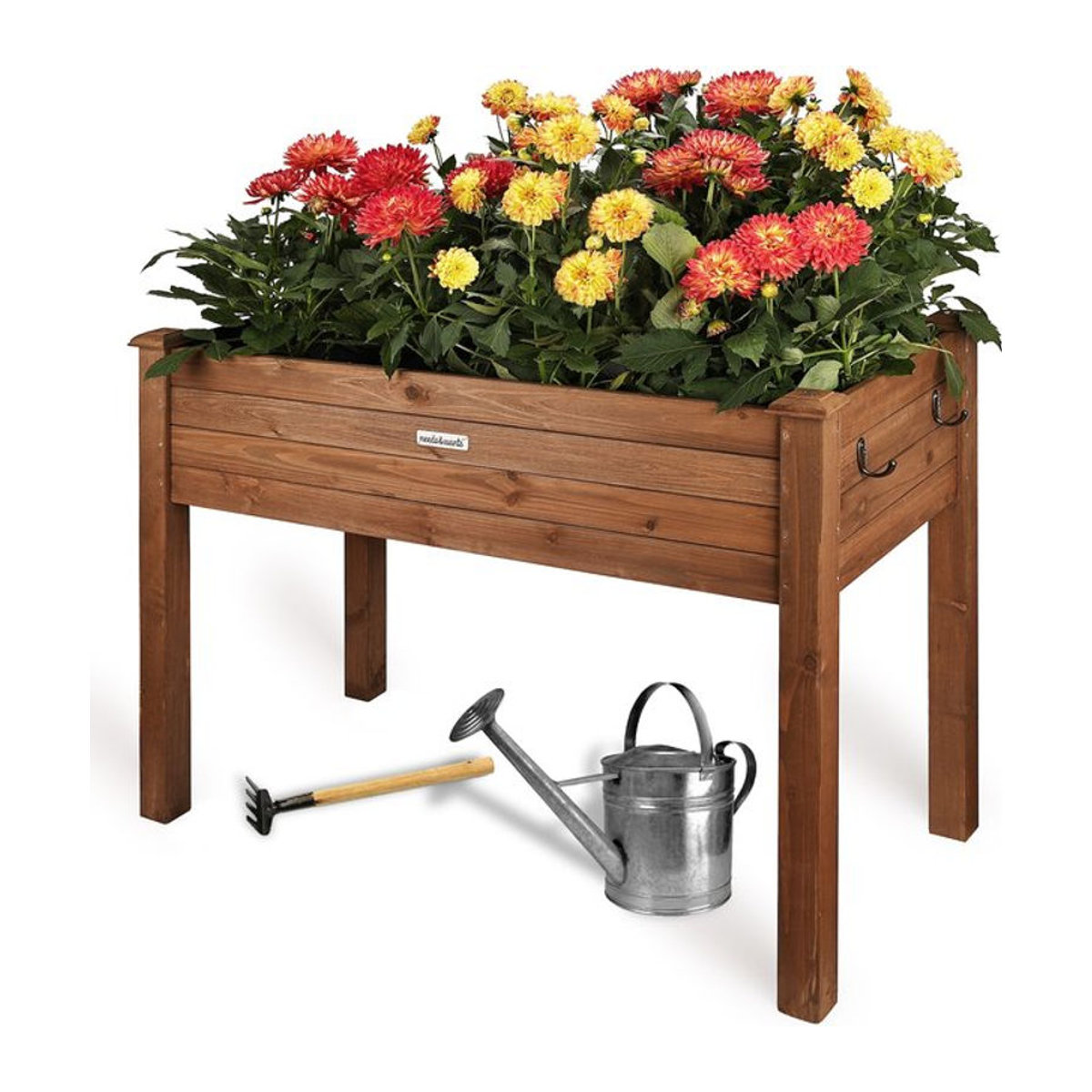 needs&wants Hochbeet aus Holz in Braun mit Vlies-Folie, rechteckiger Pflanzkasten Bausatz für Garten, Balkon oder Terrasse, B/T/H: 100 x 50 x 75 cm - Bild 1