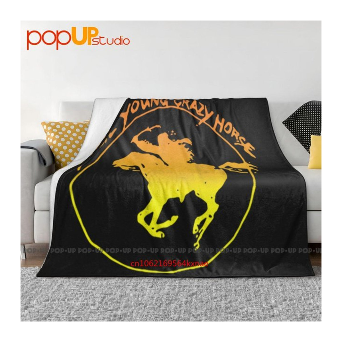 Neil Young Crazy Horse Ultra-weiche Fleecedecke als Steppdecke und Sofaüberwurf B/B: 102 x 76 cm - Bild 1