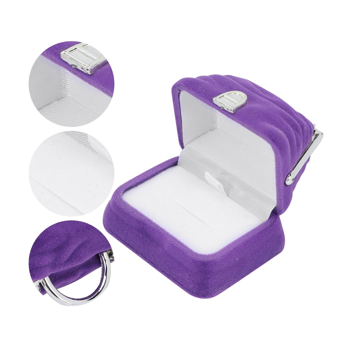 Neoglint Retro Ringbox aus Samt in Lila und Rosa - Bild 3