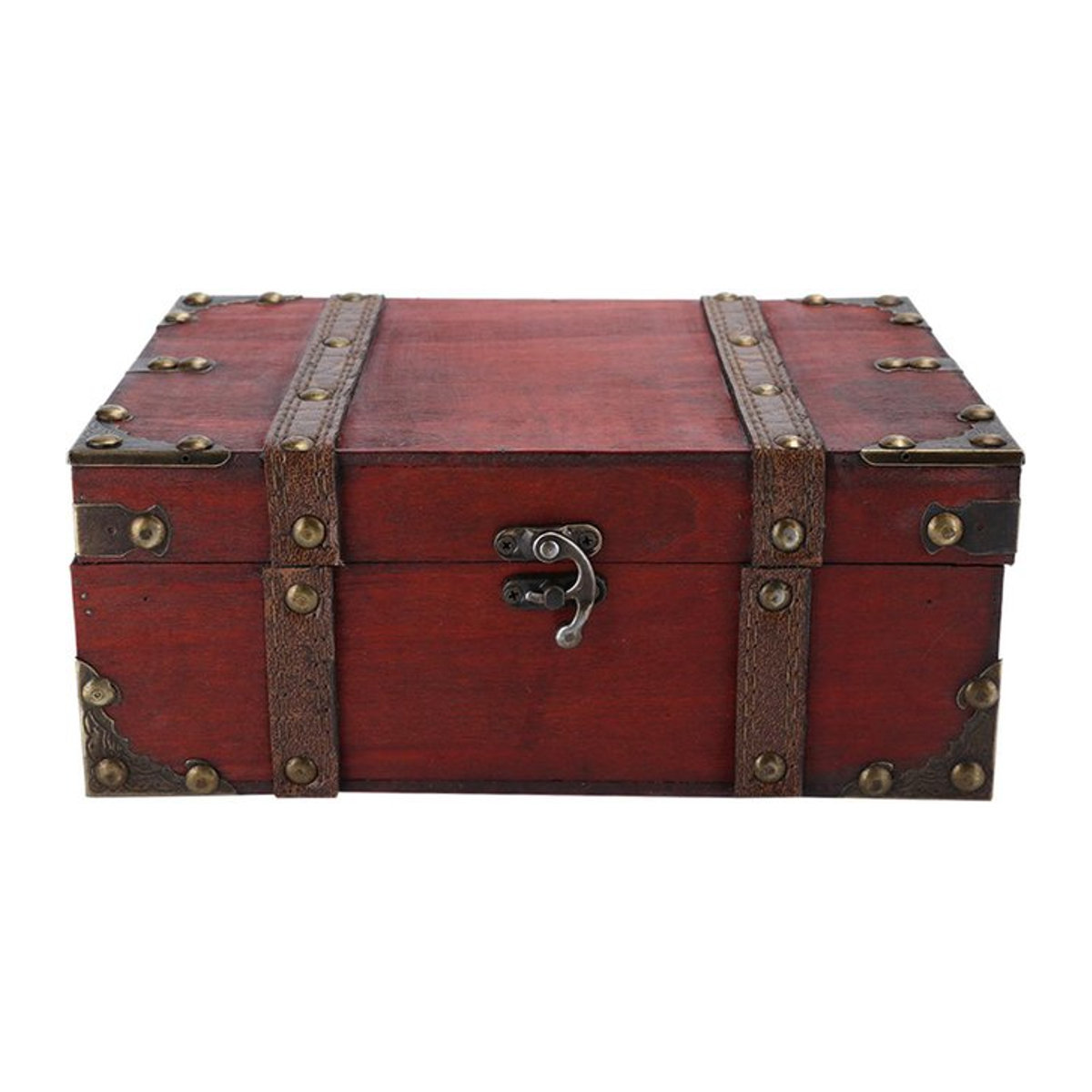 Neoglint Vintage-Aufbewahrungsbox aus Holz im europäischen Stil mit Schloss als dekorative Schmuckschatztruhe - Bild 1