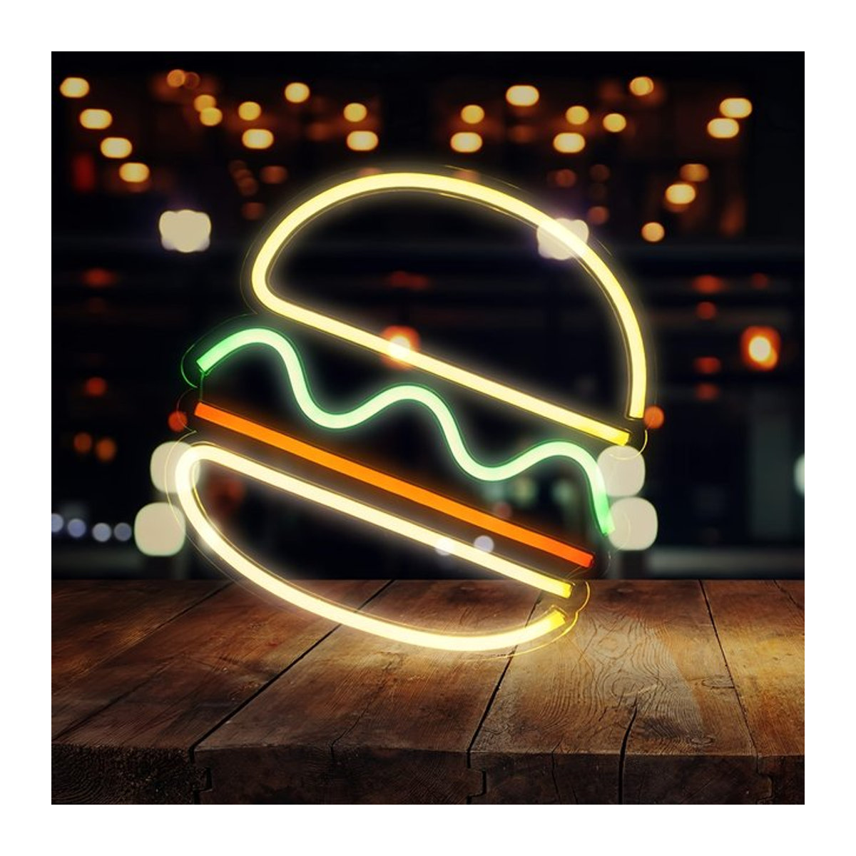 Neon-Hamburger Ornament als dekorative Cheeseburger-Lampe in Colorful für Restaurant und Shop-Dekoration - Bild 1