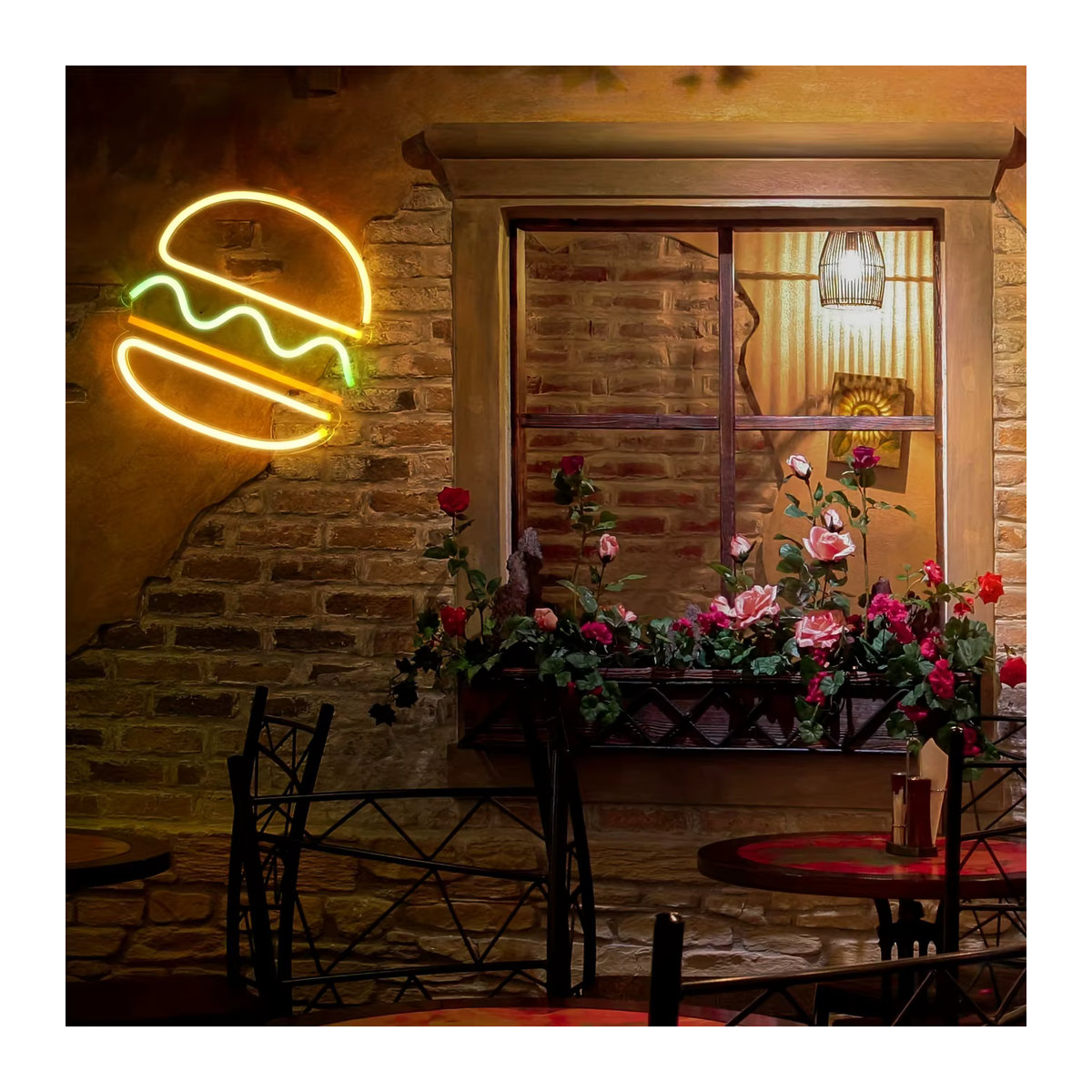 Neon-Hamburger Ornament als dekorative Cheeseburger-Lampe in Colorful für Restaurant und Shop-Dekoration - Bild 2