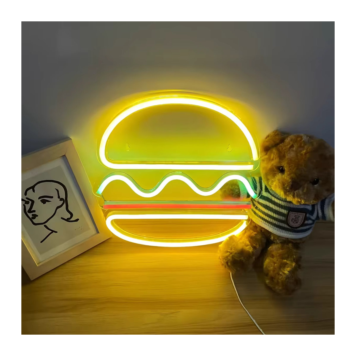 Neon-Hamburger Ornament als dekorative Cheeseburger-Lampe in Colorful für Restaurant und Shop-Dekoration - Bild 5