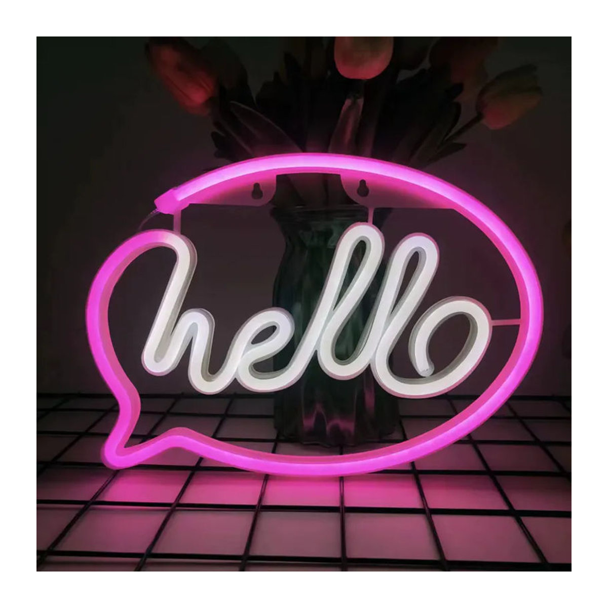 Neon LED Licht Hallo Design in Rosa für Wohnzimmer, Hochzeit, Restaurant oder Bar, USB oder Batterie betrieben - Bild 2