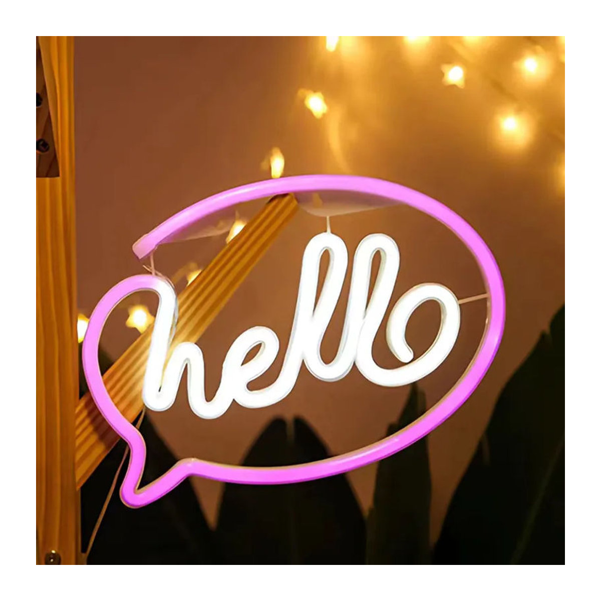 Neon LED Licht Hallo Design in Rosa für Wohnzimmer, Hochzeit, Restaurant oder Bar, USB oder Batterie betrieben - Bild 3