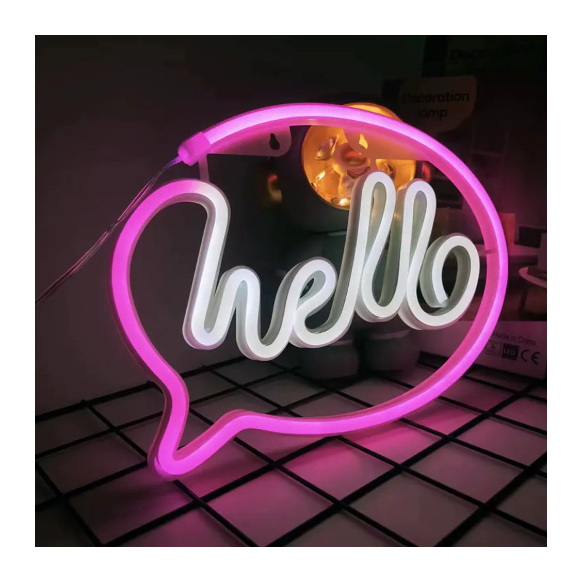 Neon LED Licht Hallo Design in Rosa für Wohnzimmer, Hochzeit, Restaurant oder Bar, USB oder Batterie betrieben - Bild 5