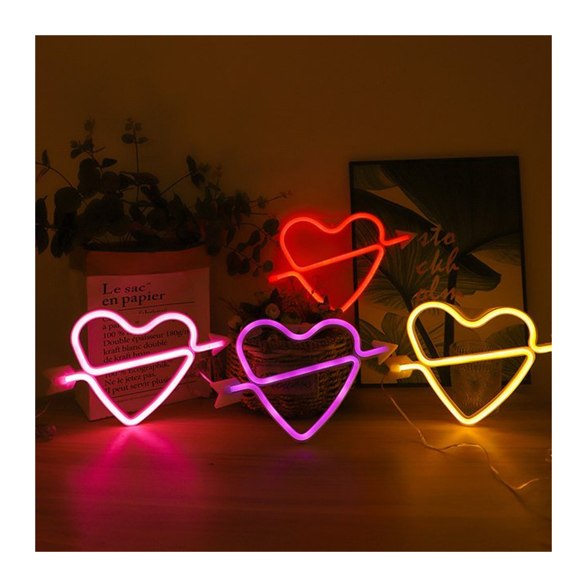 Neonlicht Lampe Amor Pfeil Herz Wanddekoration für Schlafzimmer und Shop - Bild 1