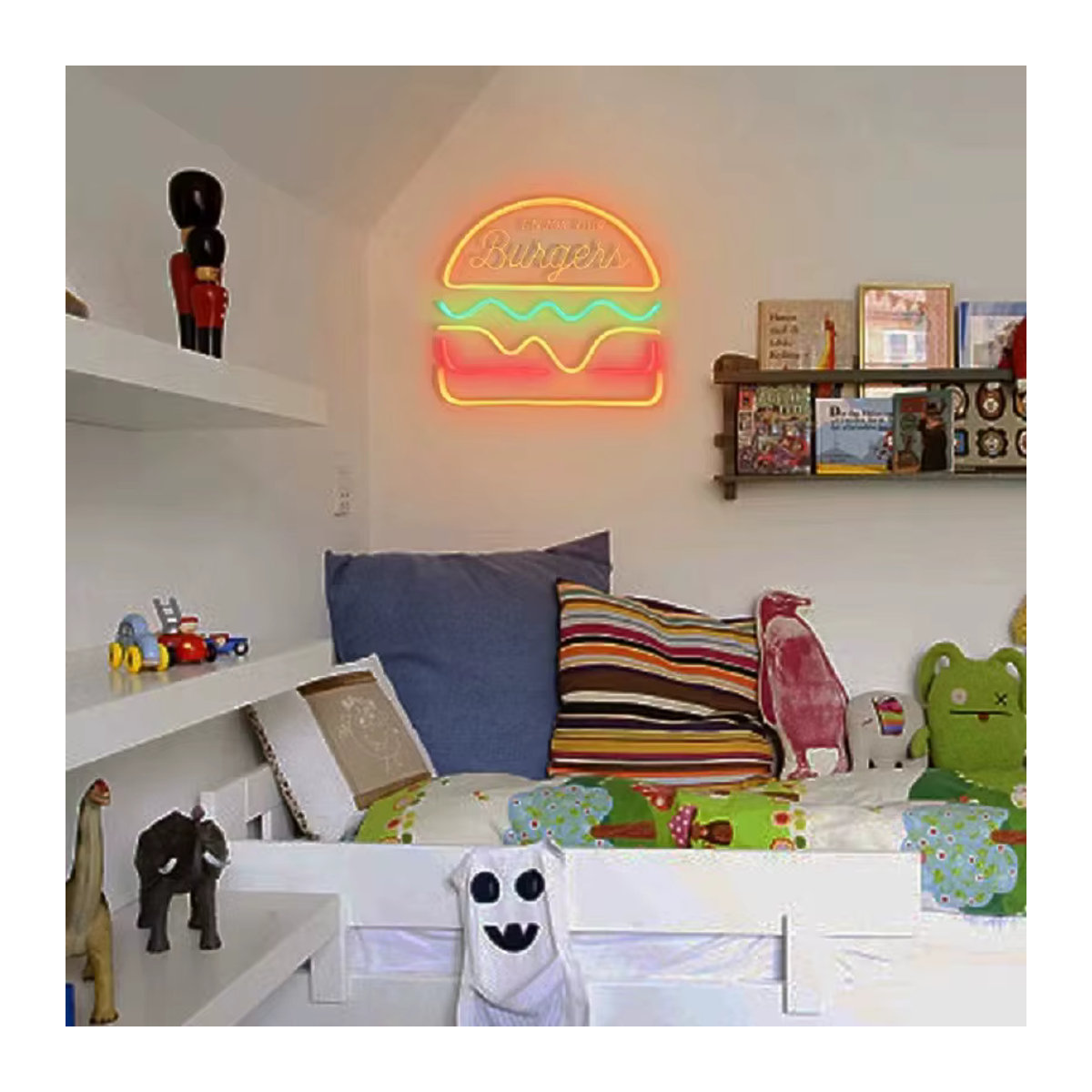 Neonlicht Lebensmittel Poster Zinnmalerei Pizza Burger Werbeplakette für Restaurant Bar und Club als dekorative Wandkunst - Bild 2