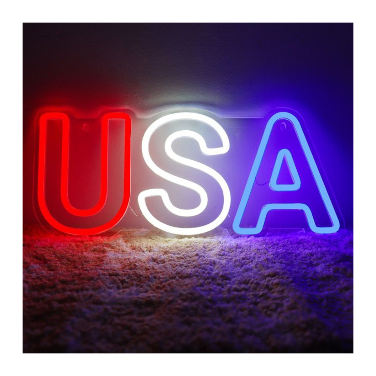 Neonlicht-Schild USA als dekorative Leuchtreklame für Club, Bar, Garage oder Party - Bild 1
