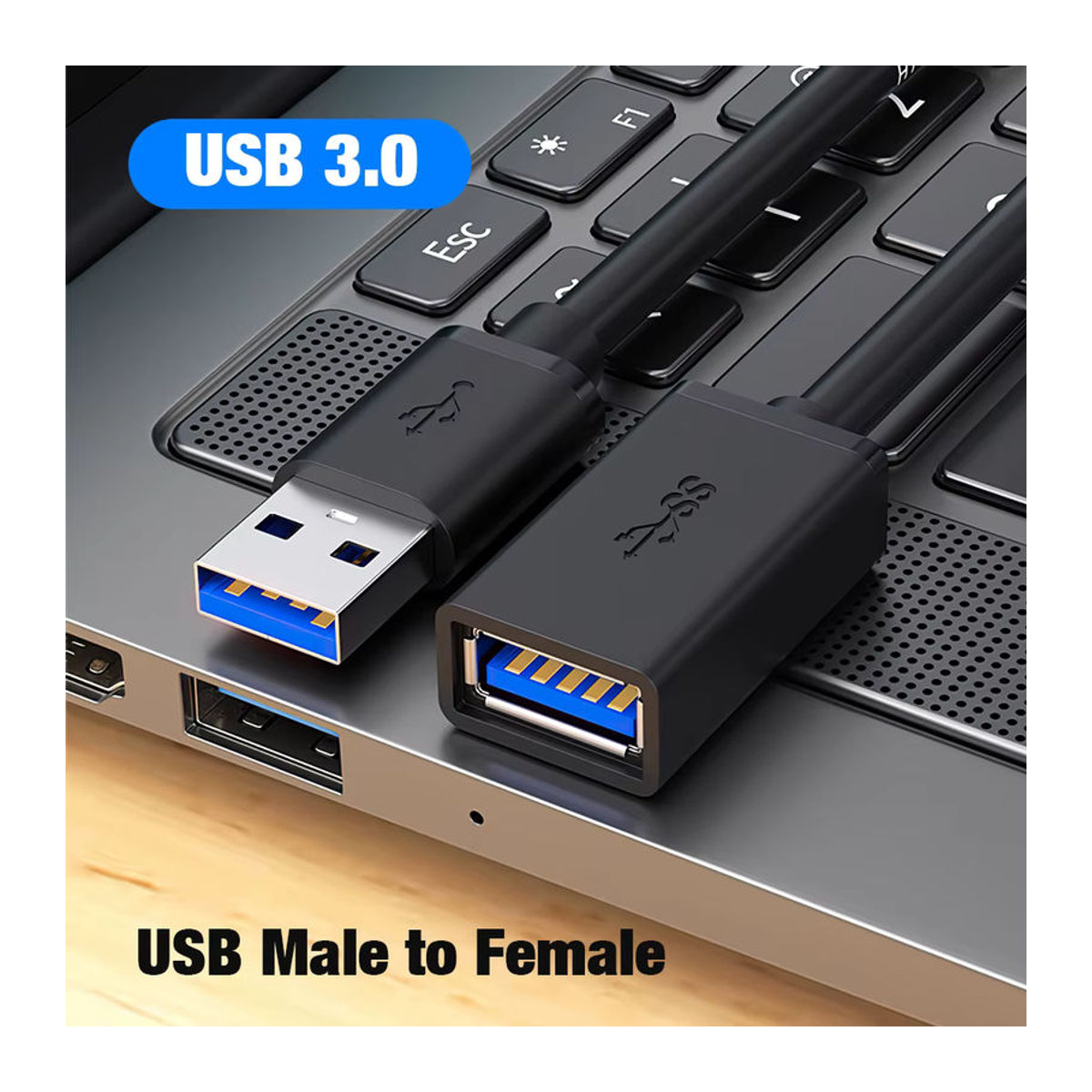 Nephy USB 3.0 Verlängerungskabel Datenkabel Schwarz 0,5 m bis 5 m - Bild 2