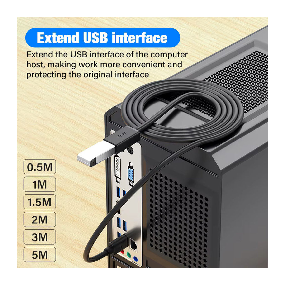 Nephy USB 3.0 Verlängerungskabel Datenkabel Schwarz 0,5 m bis 5 m - Bild 5