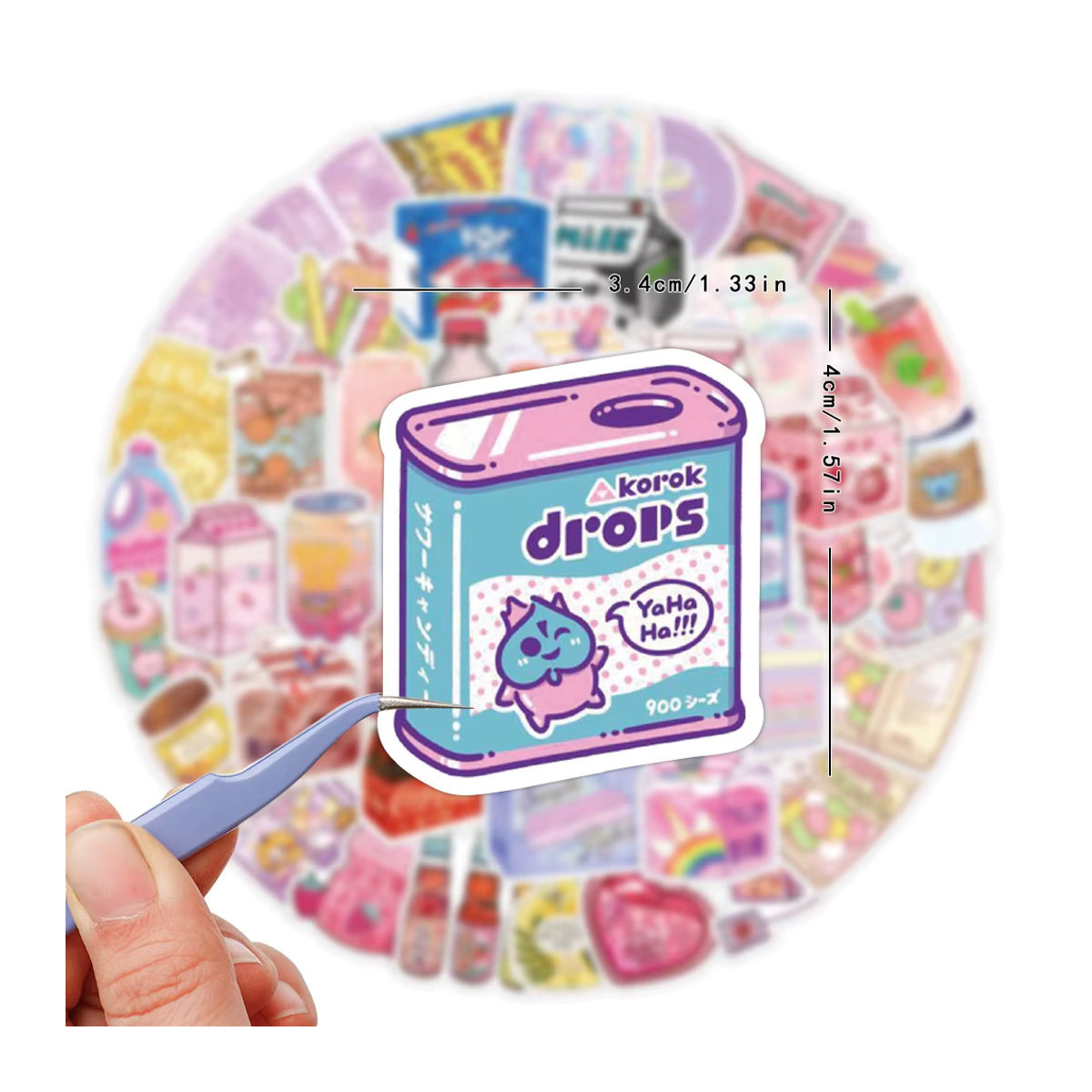 Nette Cartoon Snack und Getränke Aufkleber Rosa Graffiti DIY Deko für Wasserflaschen, Kühlschrank und Telefon, 10 Stück - Bild 3