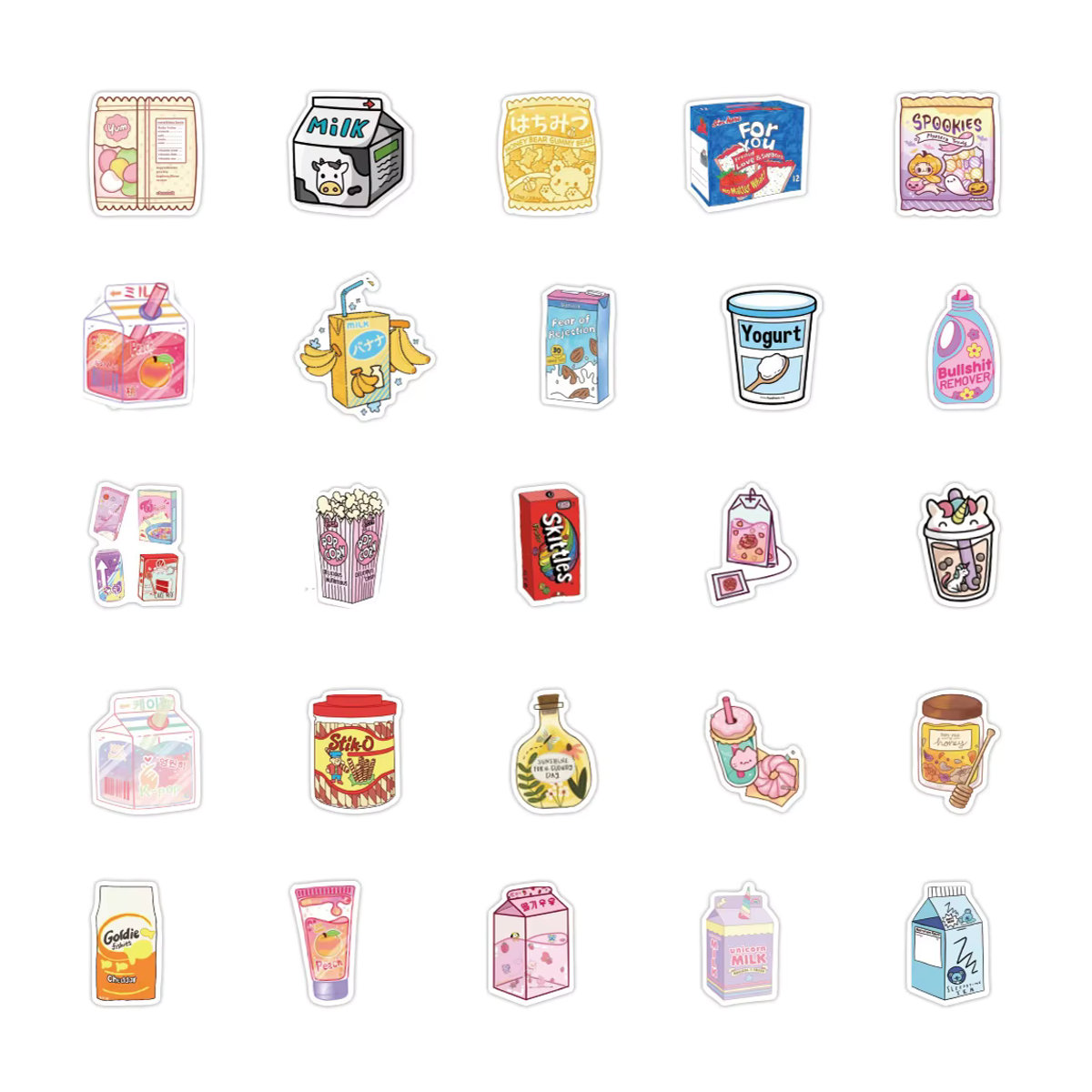 Nette Cartoon Snack und Getränke Aufkleber Rosa Graffiti DIY Deko für Wasserflaschen, Kühlschrank und Telefon, 10 Stück - Bild 4