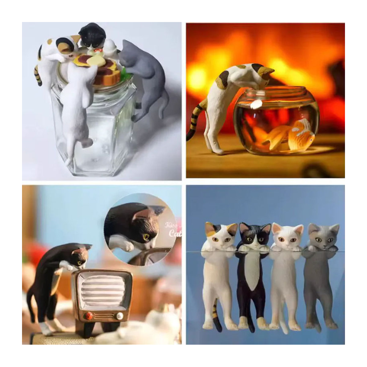 Neue See Goldfish Cat Blind Box Actionfigur Schwarze Katze mit floralem Design aus Kunstharz zur Desktop-Dekoration - Bild 2