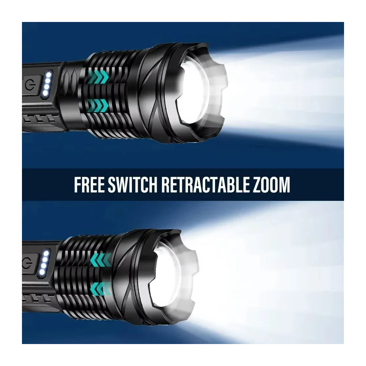 NEWBIRTH Taktische LED-Taschenlampe mit 100000 LM, wiederaufladbar und Zoom für große Reichweite bis 2000 m - Bild 2
