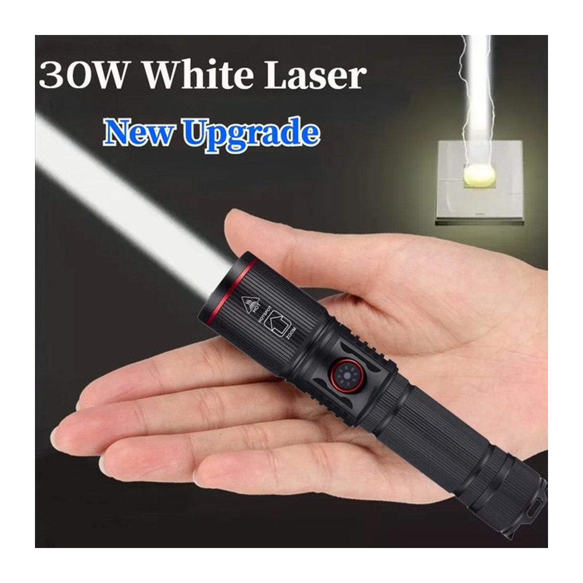 NEWBIRTH Wiederaufladbare LED-Taschenlampe mit Zoom und Typ-C-Anschluss, 30 W Leistung für Camping, Jagd und Outdoor - Bild 1
