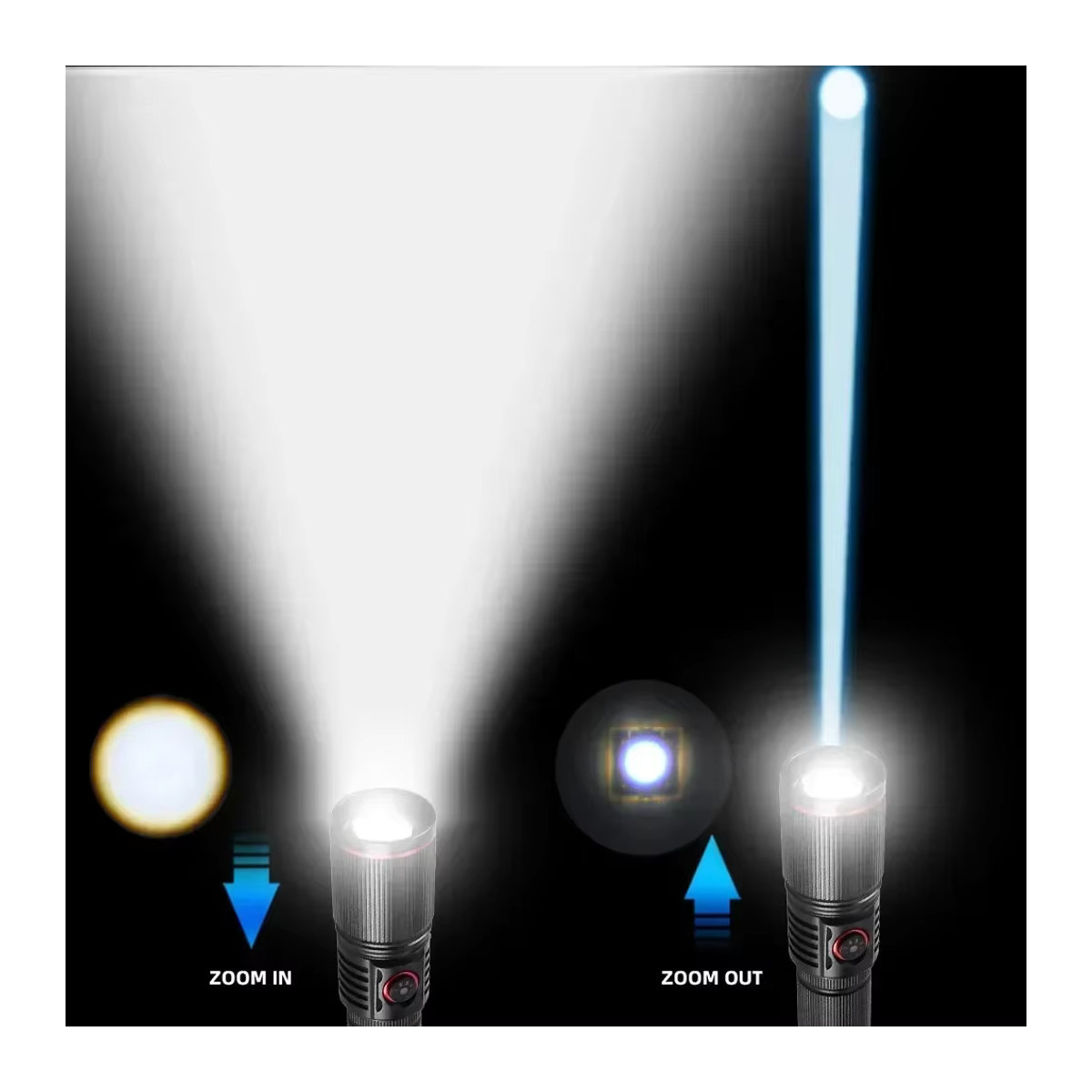 NEWBIRTH Wiederaufladbare LED-Taschenlampe mit Zoom und Typ-C-Anschluss, 30 W Leistung für Camping, Jagd und Outdoor - Bild 4