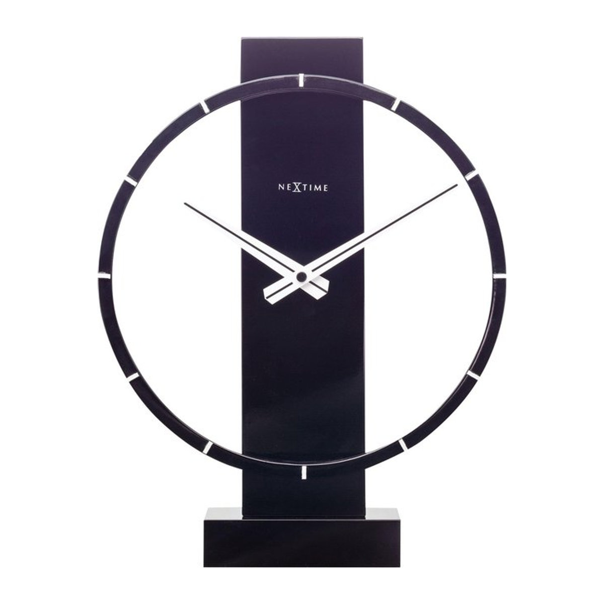 Nextime Carl Tisch- und Wanduhr aus Holz und Stahl in Schwarz, Durchmesser: 34 cm, geräuschlos und analog - Bild 1