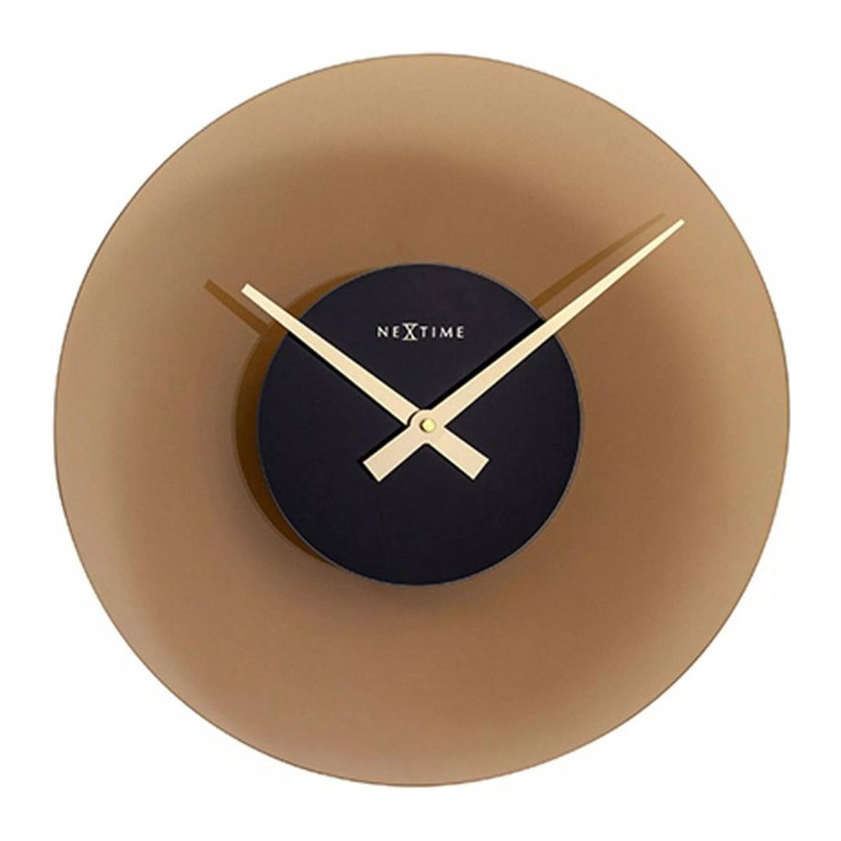 Nextime Wanduhr aus Glas, analog und geräuschlos, rund, braun, Durchmesser: 40 cm - Bild 1