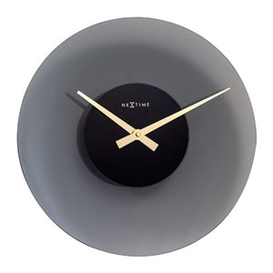 Nextime Wanduhr aus Glas in Grau, minimalistisches Design, analog und rund
