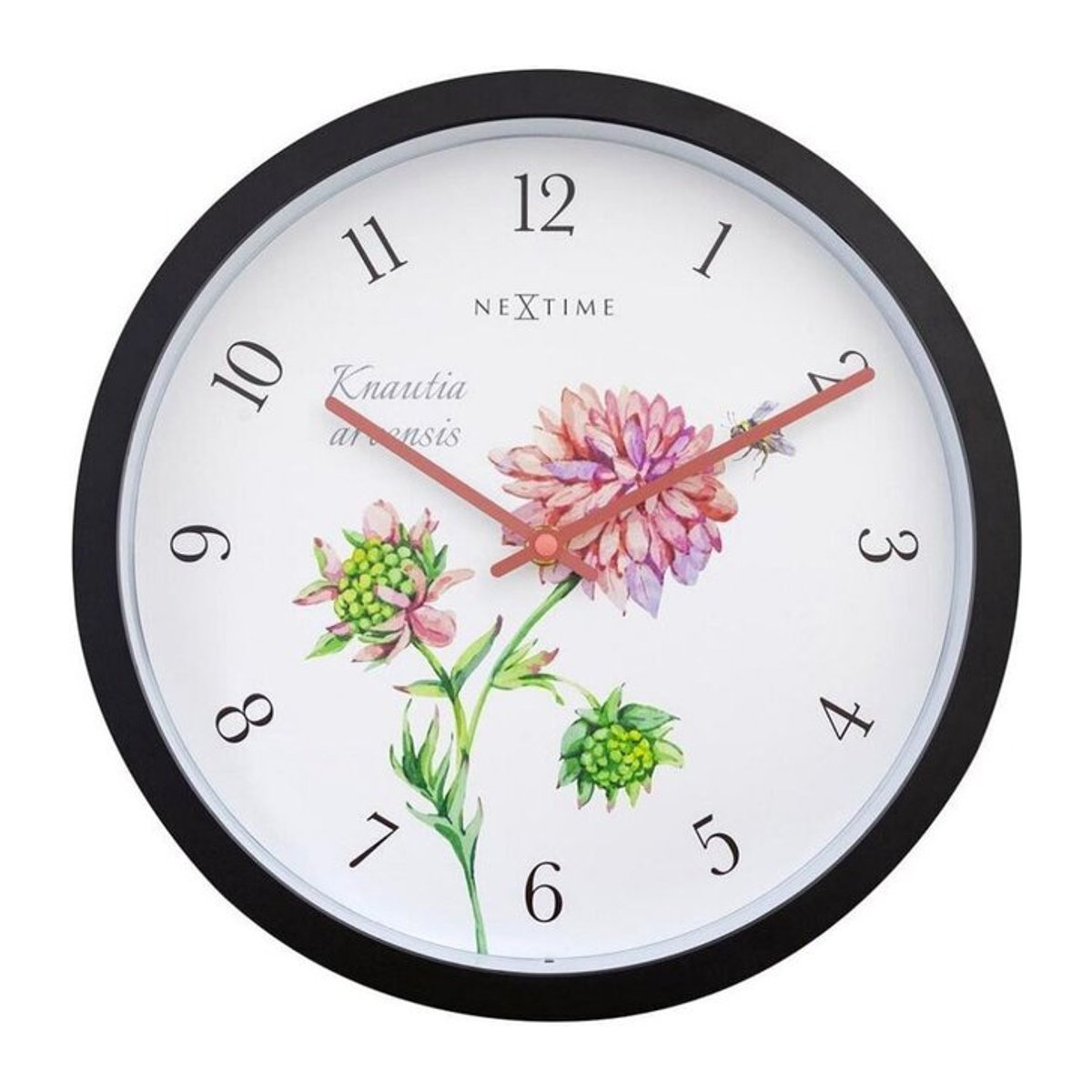 Nextime Wanduhr Knautia Schwarz aus Kunststoff, runde Analog-Uhr für Innen und Außen, Durchmesser: 30,5 cm - Bild 1