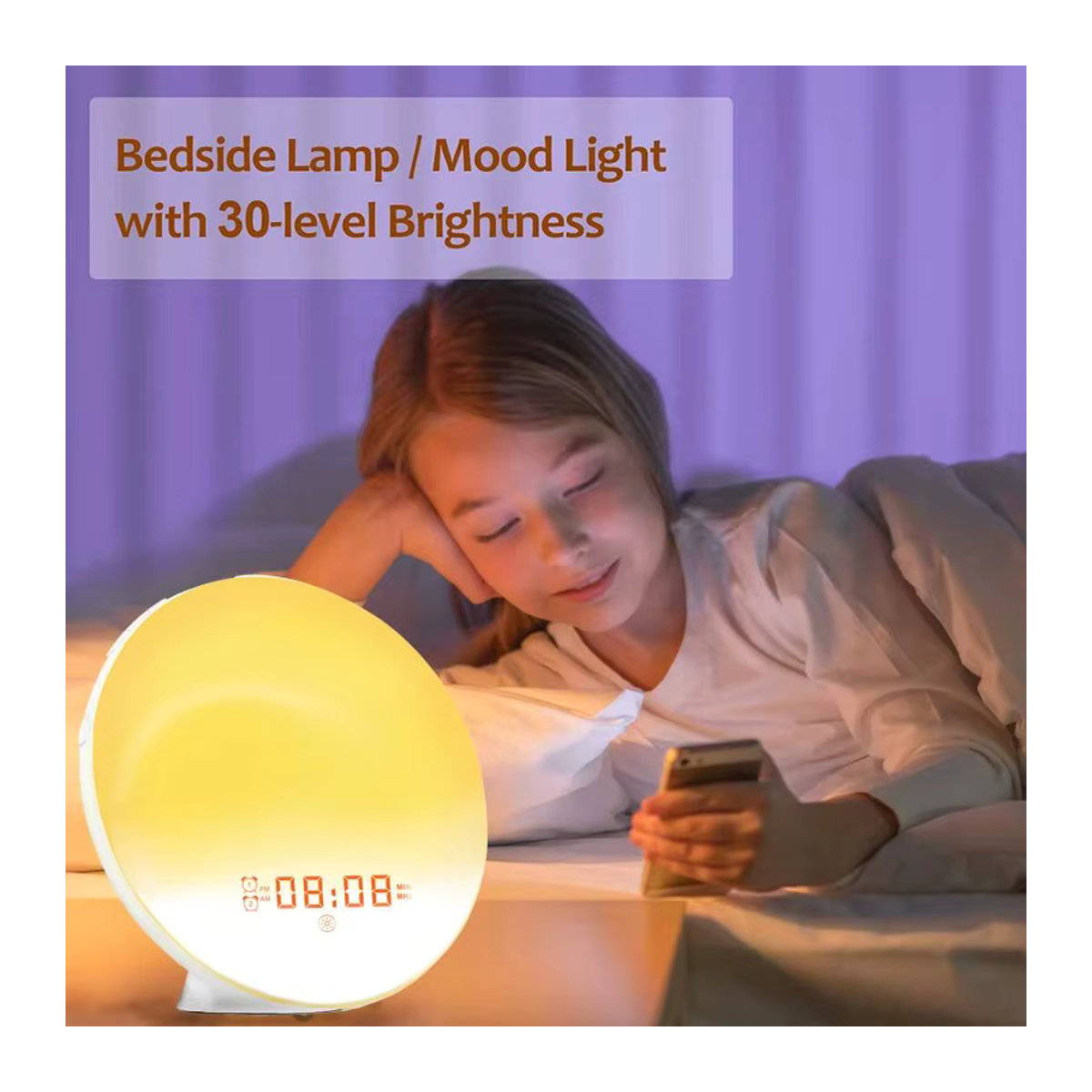 Niditon Sonnenaufgang Wecker Wake Up Light mit FM Radio und Nachtlicht, Digitaluhr in Weiß - Bild 2
