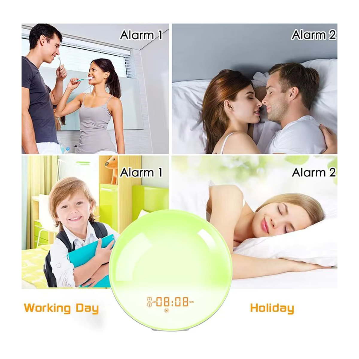 Niditon Sonnenaufgang Wecker Wake Up Light mit FM Radio und Nachtlicht, Digitaluhr in Weiß - Bild 3