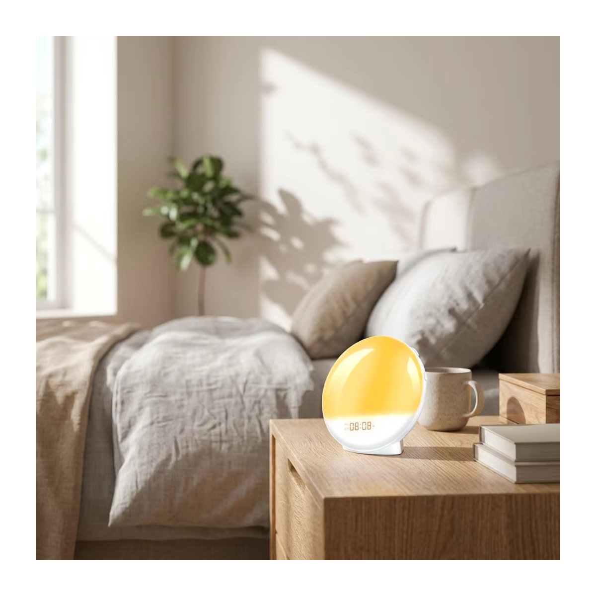 Niditon Sonnenaufgang Wecker Wake Up Light mit FM Radio und Nachtlicht, Digitaluhr in Weiß - Bild 5
