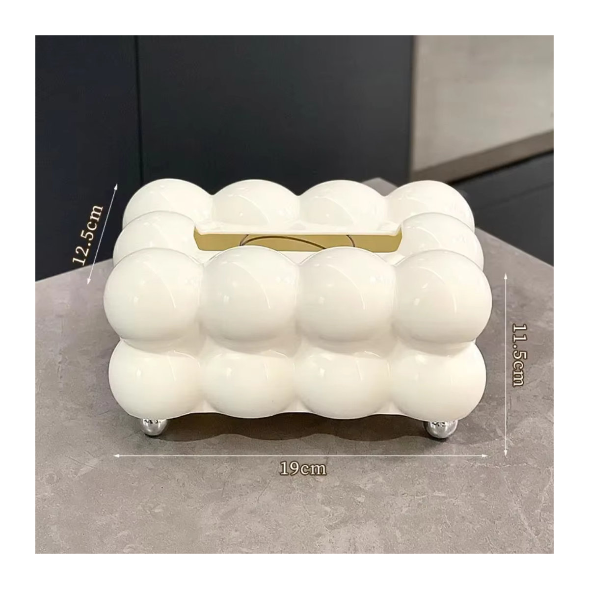 Niedliche Marshmallow-Taschentuchbox im koreanischen Stil als dekorativer Serviettenhalter für deinen Schreibtisch in Schwarz oder Weiß - Bild 2