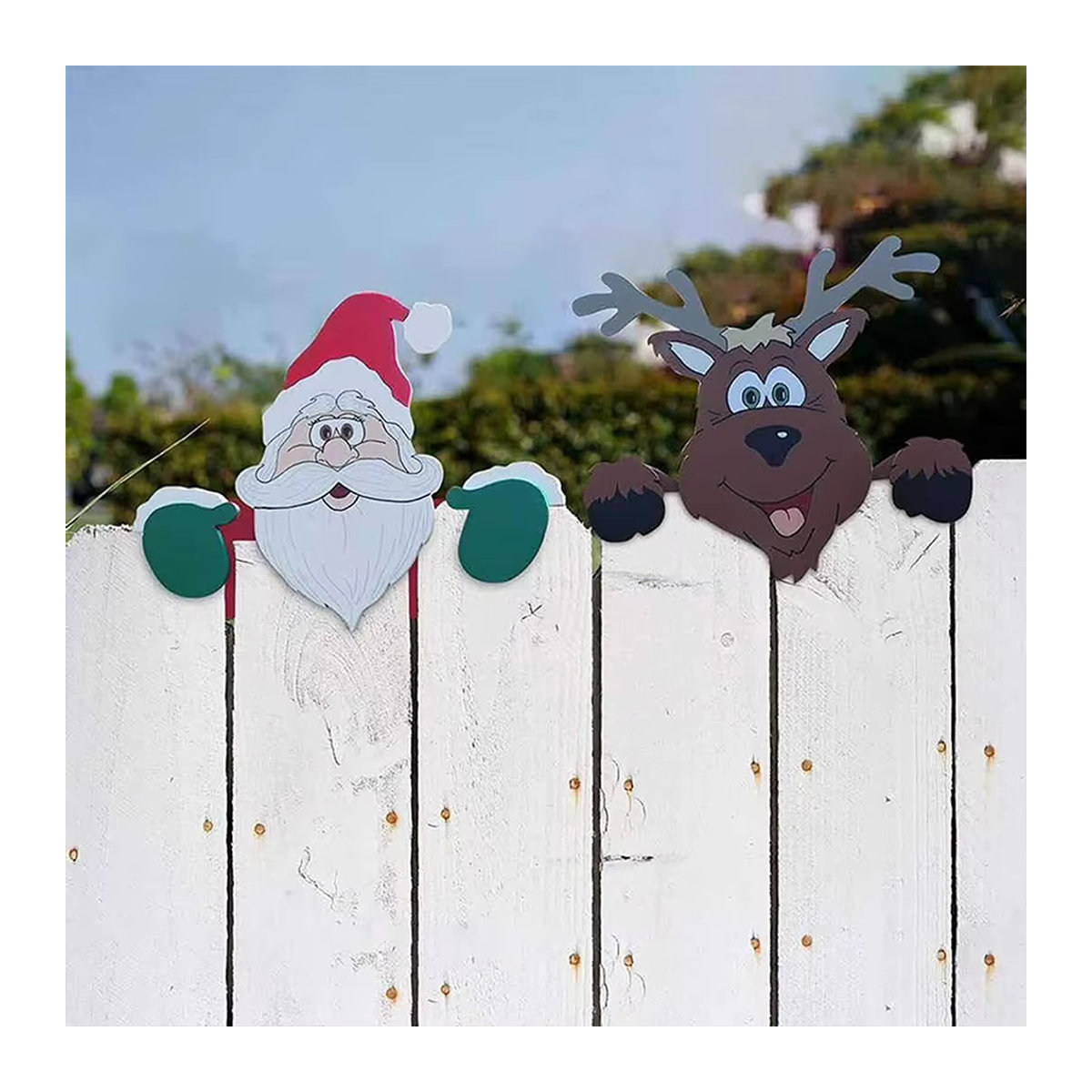 Niedliches Peeking Santa Claus Gartenornament für Zaun und Terrasse zur Weihnachtsdekoration - Bild 2