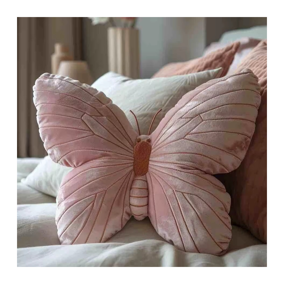 Niedliches Schmetterling Kissen in Rosa für Sofa und Bett als weiche Dekoration - Bild 3