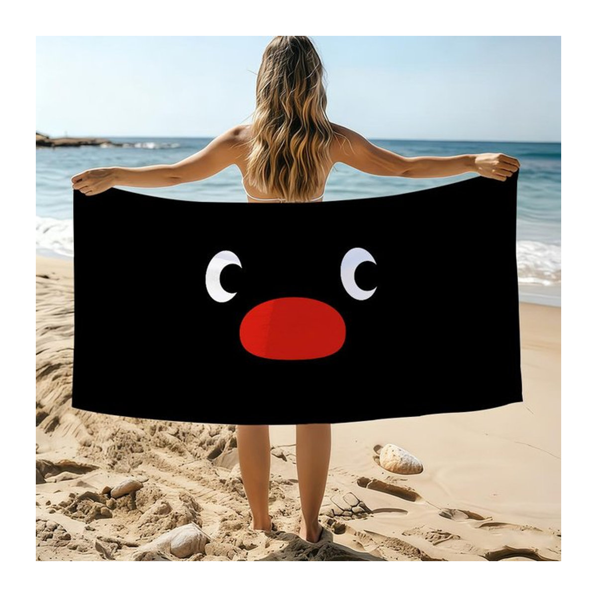 Niedriges Cartoon P-Pingu Strandtuch von Shanika Chen, weich und schnelltrocknend, B: 40 cm, H: 60 cm - Bild 1