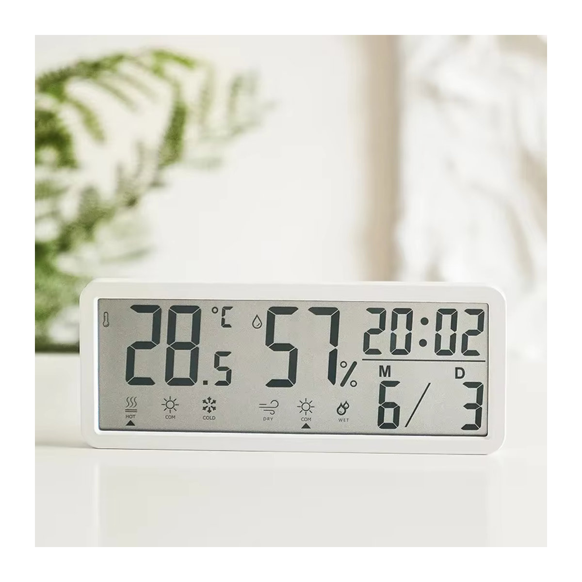 NieNie Digitale LCD-Wanduhr und Tischuhr mit Thermometer und Datumsanzeige, Batteriebetrieben, Weiß oder Schwarz, Rechteckig aus Kunststoff - Bild 2
