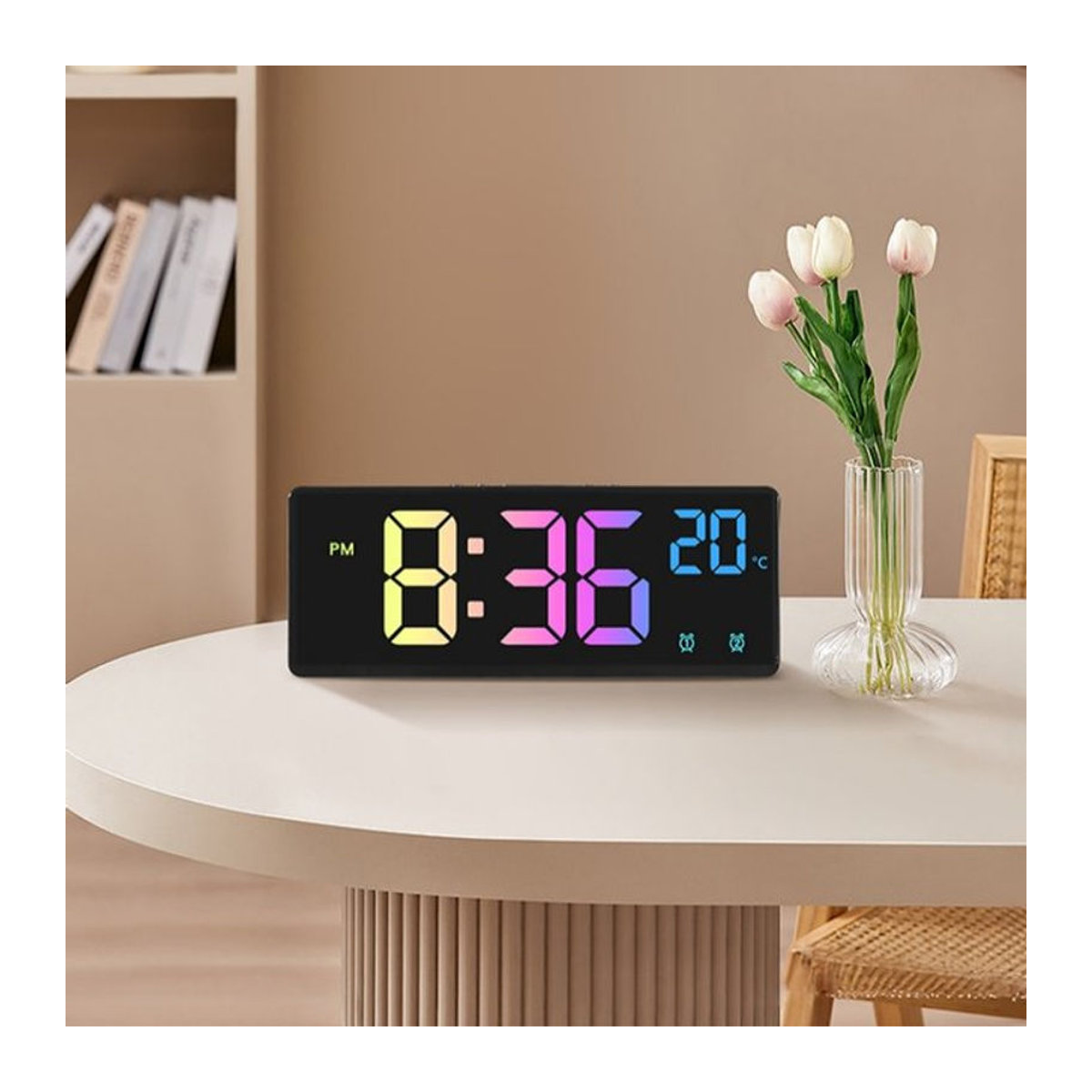 NieNie Digitaler LED Wecker mit Sprachsteuerung und Temperaturanzeige, Mehrfarbig, Schwarz und Blau - Bild 1