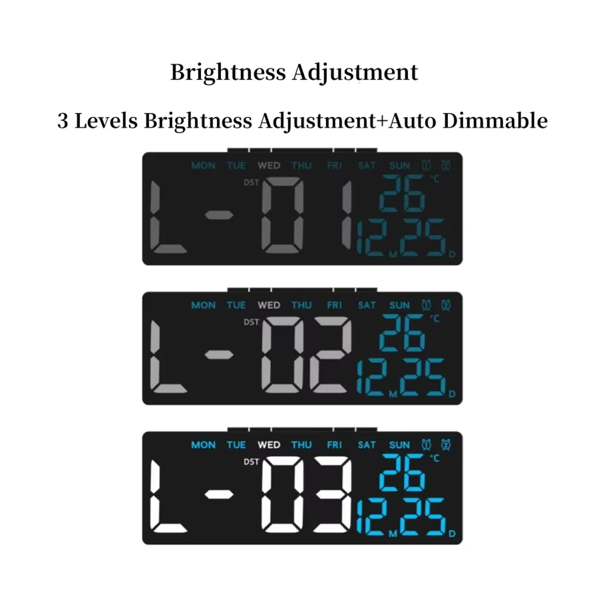 NieNie Digitaler LED Wecker mit Thermometer und Datumsanzeige, USB-betrieben, Schwarz, Minimalistisches Design - Bild 2