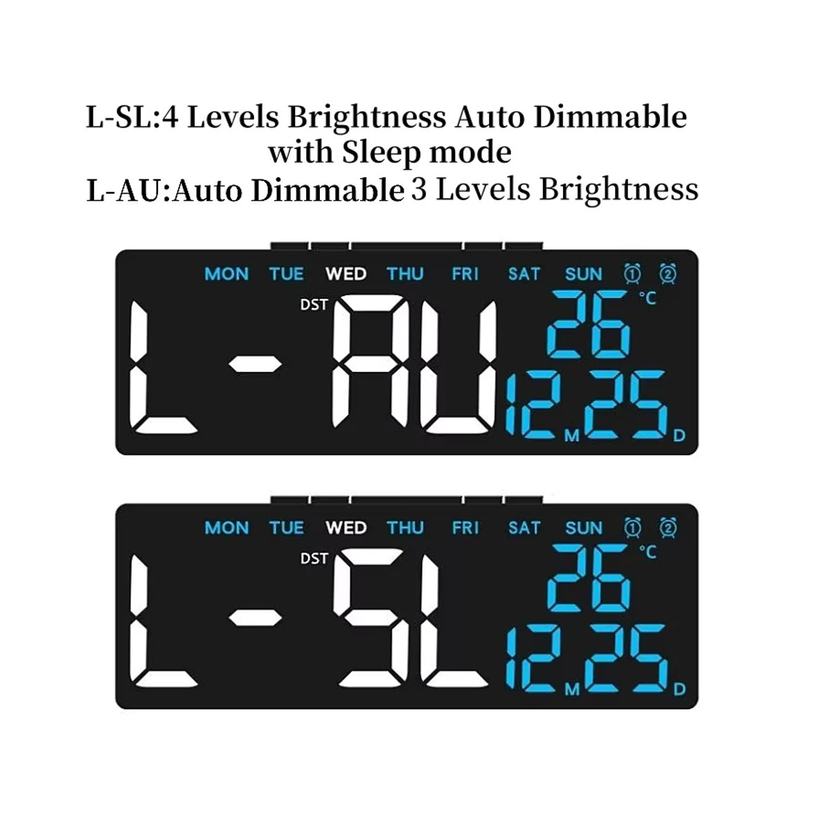 NieNie Digitaler LED Wecker mit Thermometer und Datumsanzeige, USB-betrieben, Schwarz, Minimalistisches Design - Bild 3