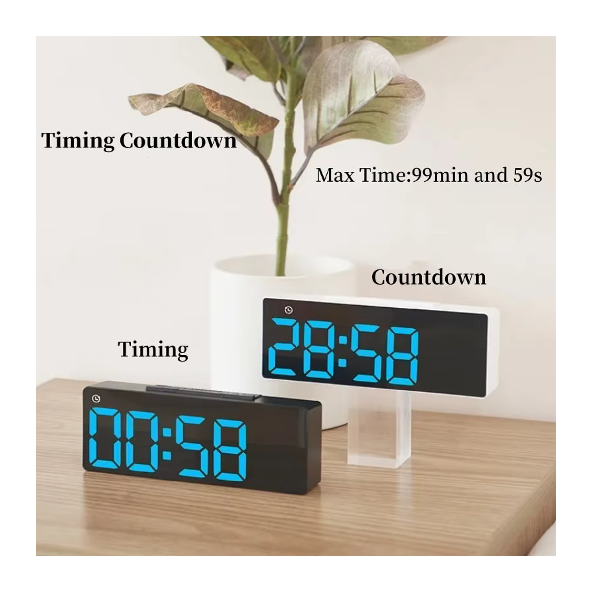 NieNie Digitaler LED Wecker mit Thermometer und Datumsanzeige, USB-betrieben, Schwarz, Minimalistisches Design - Bild 4
