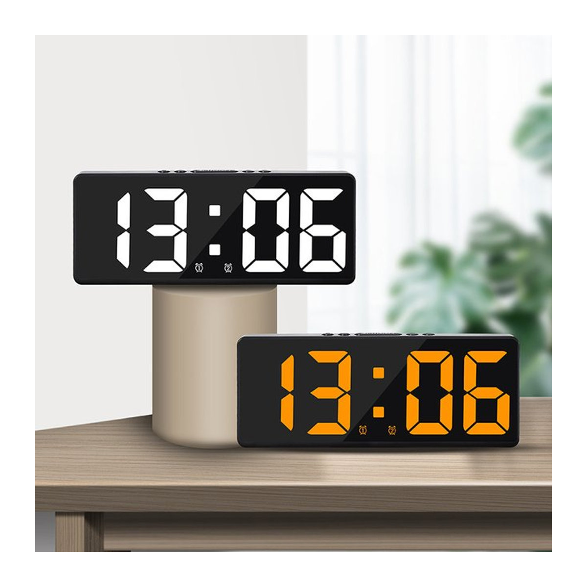 NieNie Digitaler Wecker mit Sprachsteuerung und LED-Anzeige, Desktop-Tischuhr mit Temperaturanzeige, Nachtmodus und Schlummerfunktion, Weiß oder Schwarz - Bild 1
