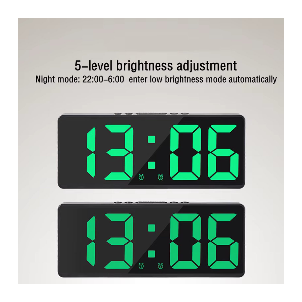 NieNie Digitaler Wecker mit Sprachsteuerung und LED-Anzeige, Desktop-Tischuhr mit Temperaturanzeige, Nachtmodus und Schlummerfunktion, Weiß oder Schwarz - Bild 5