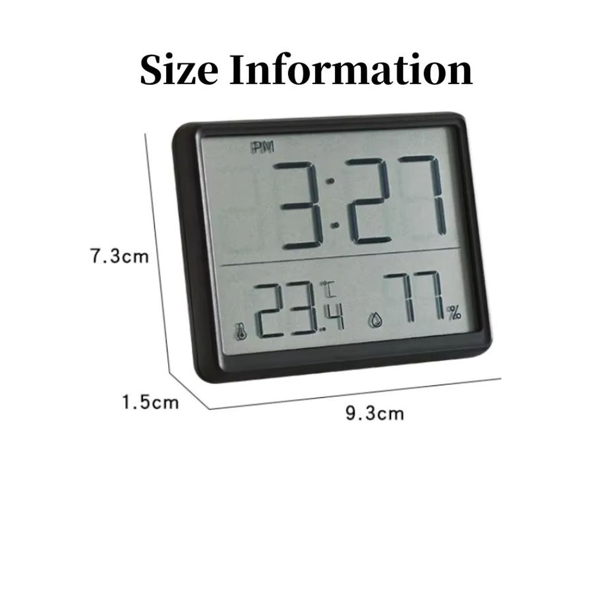 NieNie Mini-Digitalwecker mit Thermometer und Hygrometer, magnetische LCD-Tischuhr und Wanduhr, schwarz oder weiß - Bild 4