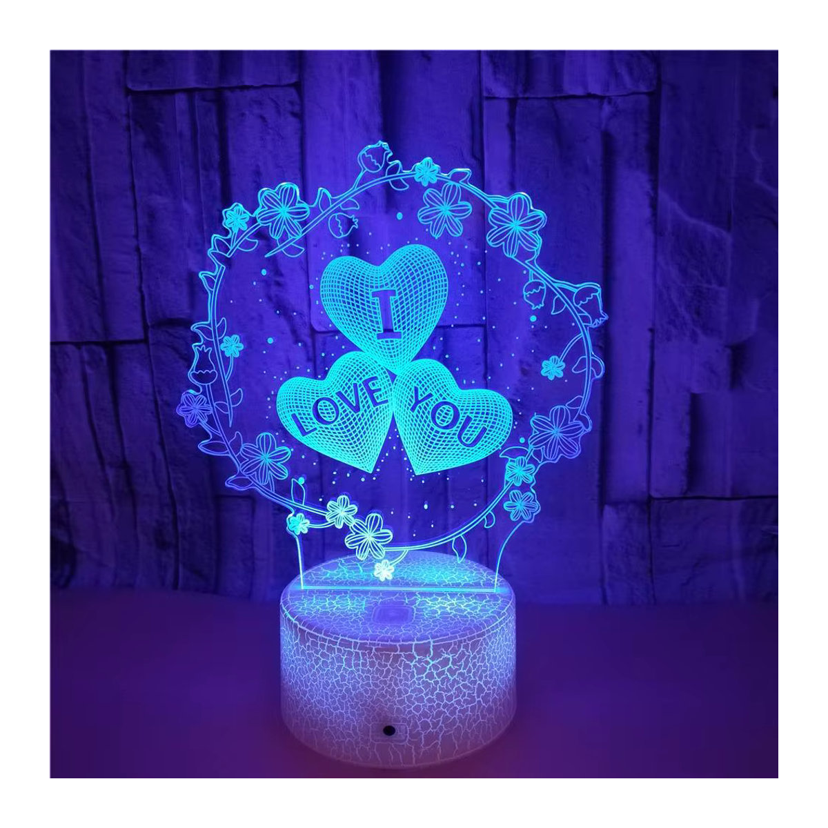 Nighdn 3D Lampe Ich Liebe Dich Romantische Dekoration in Bunt und Blau für Valentinstag und Hochzeit - Bild 1