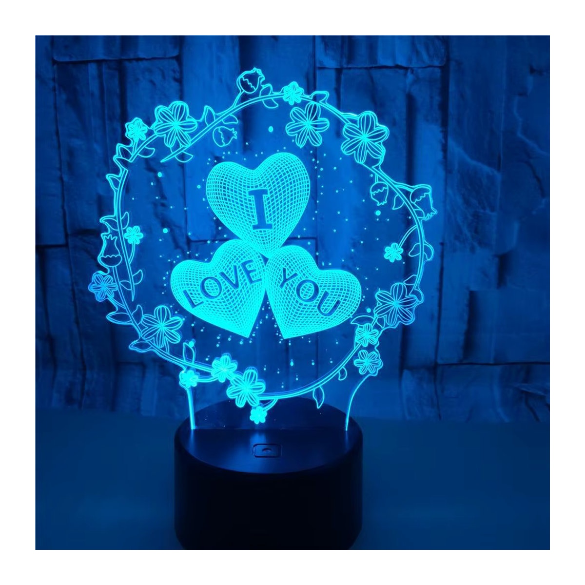 Nighdn 3D Lampe Ich Liebe Dich Romantische Dekoration in Bunt und Blau für Valentinstag und Hochzeit - Bild 2