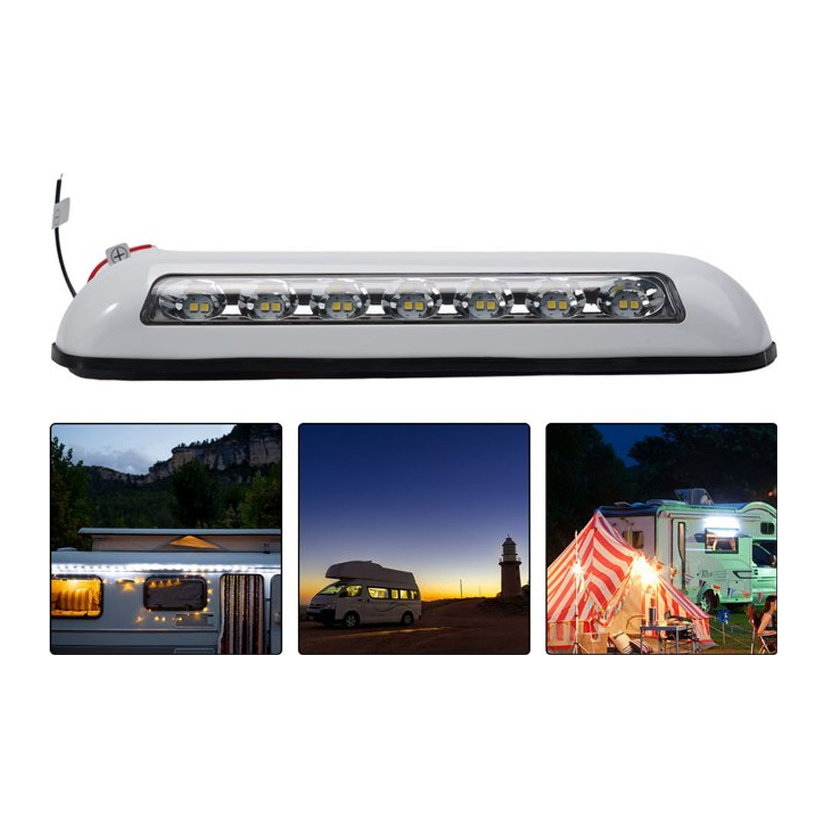NIGHTKIST LED Wandleuchte für Wohnmobil und Caravan, wasserdichte Markisenbeleuchtung in Weiß, minimalistisches Design, 12V - Bild 1
