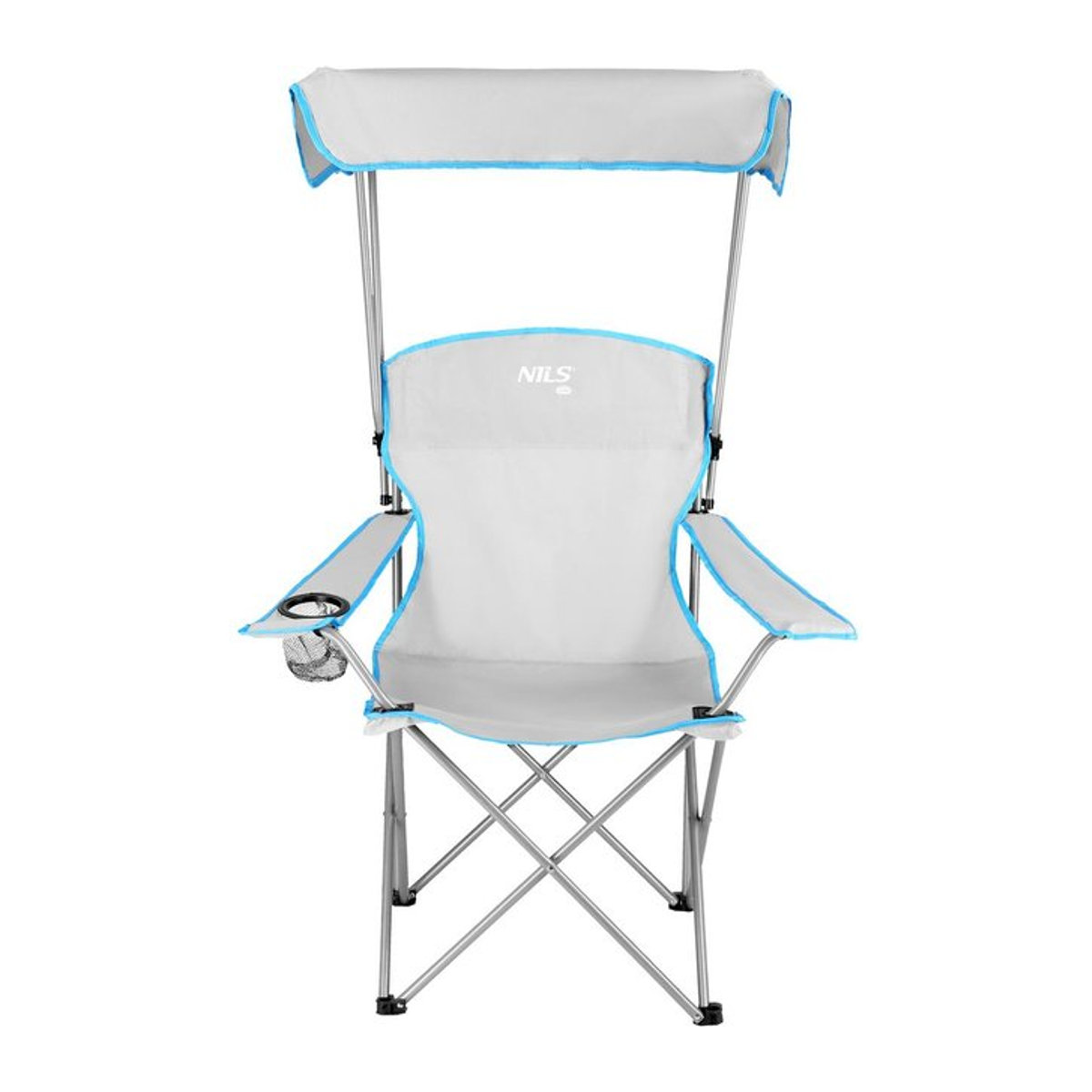 Nils Camp Campingstuhl Grau mit Sonnendach aus 600D Oxford-Material - Bild 1