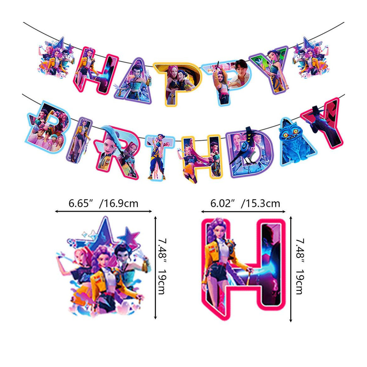 NimbusNectar Kpop Dämonenjäger Geburtstagsdekorationsset mit Banner, Ballons und Hintergrund in Mehrfarbig für Anime-Fans, 12-teilig - Bild 9