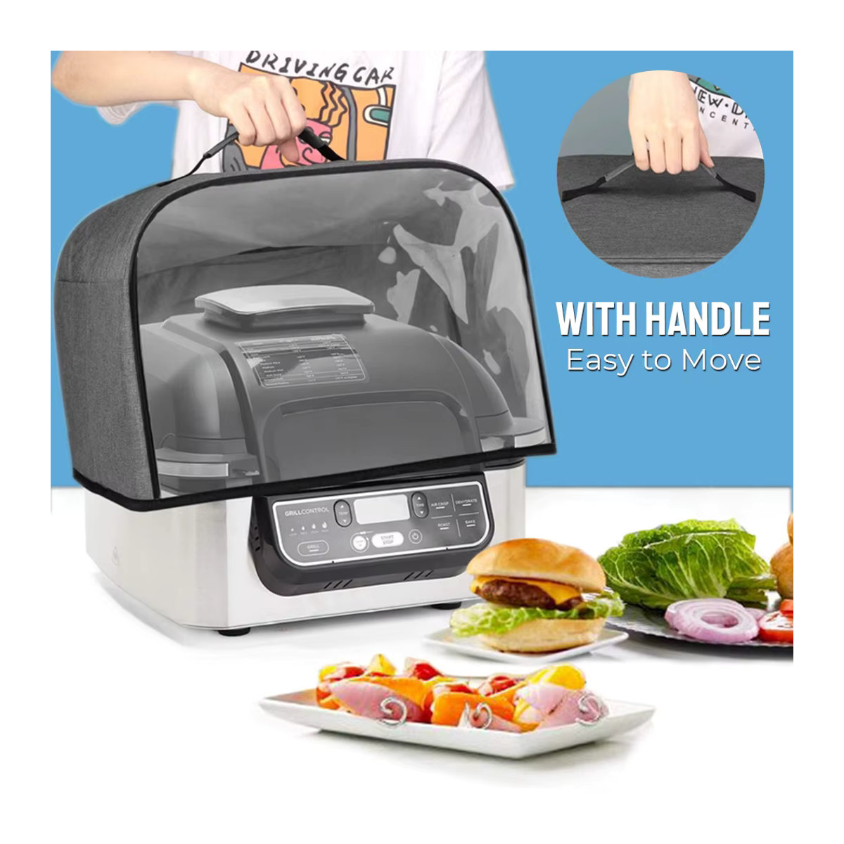 Ninja Toaster Abdeckung mit Aufbewahrungstasche in Dunkelgrau für Ninja Foodi Grill und Heißluftfritteuse - Bild 2