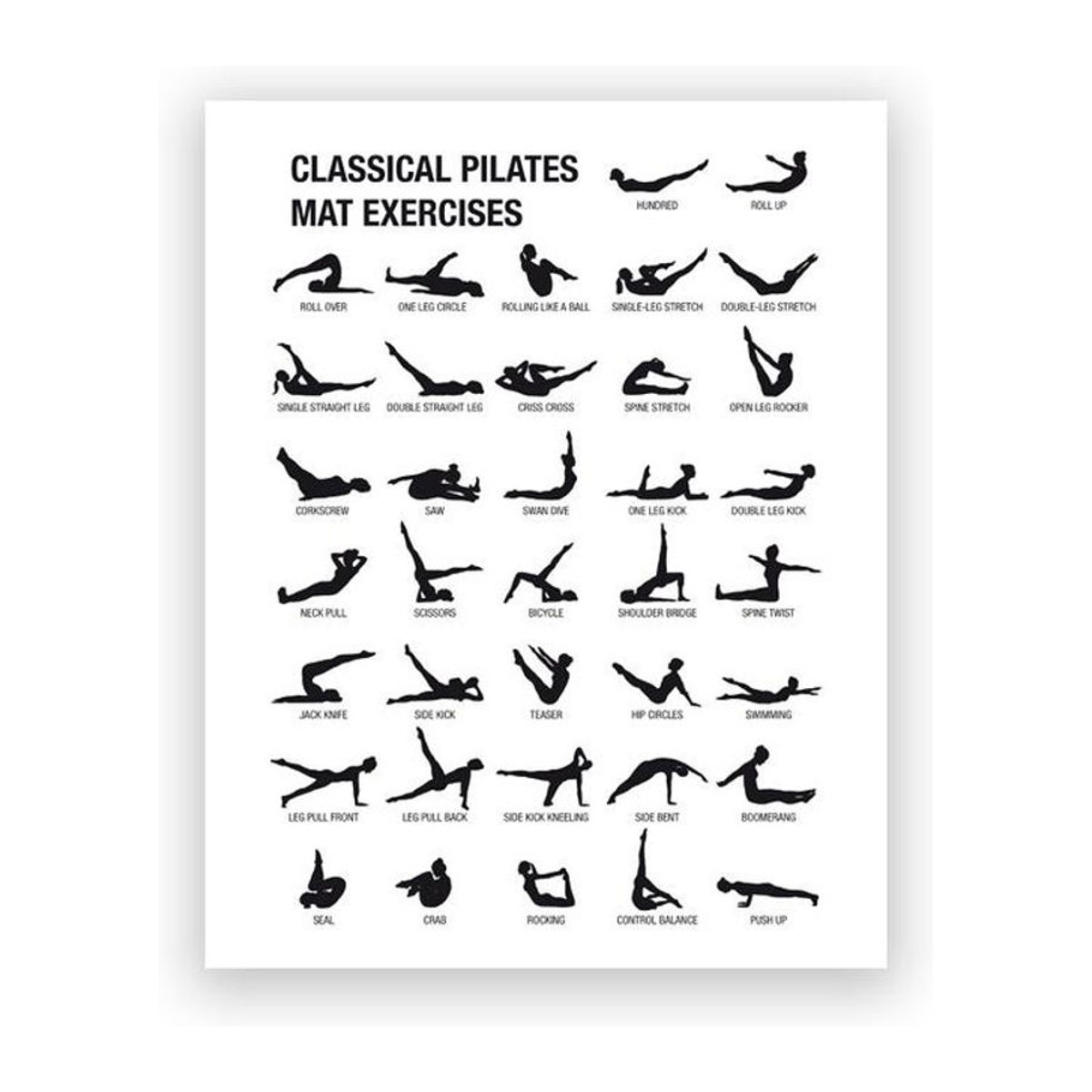 Niveous Art Museum Pilates Trainingsplan Poster als Leinwanddruck in Weiß, Wanddekoration für Fitnessstudio und Yogaraum, B: 60 cm, H: 90 cm, Rahmenlos - Bild 1