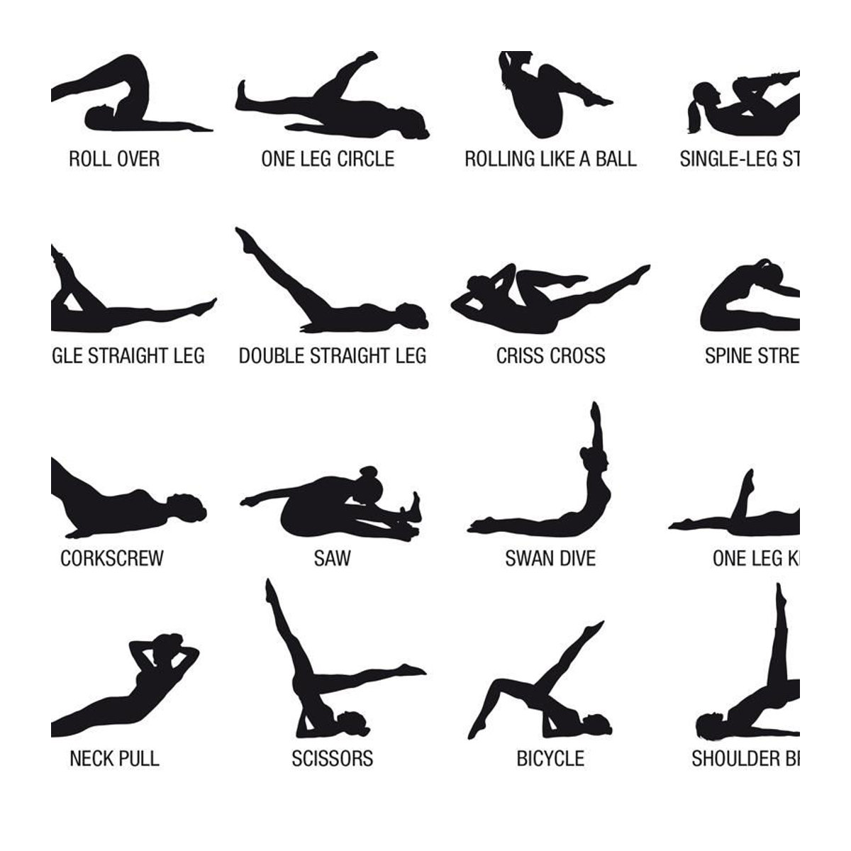 Niveous Art Museum Pilates Trainingsplan Poster als Leinwanddruck in Weiß, Wanddekoration für Fitnessstudio und Yogaraum, B: 60 cm, H: 90 cm, Rahmenlos - Bild 3