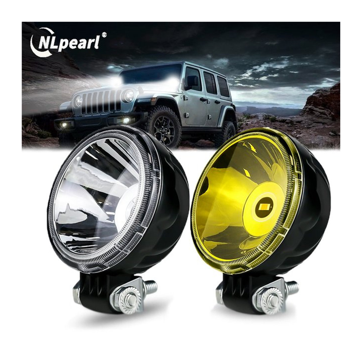 NLpearl 2er Set 3 Zoll LED Arbeitsscheinwerfer Rund für Offroad Motorrad Auto ATV und Lkw - Bild 1