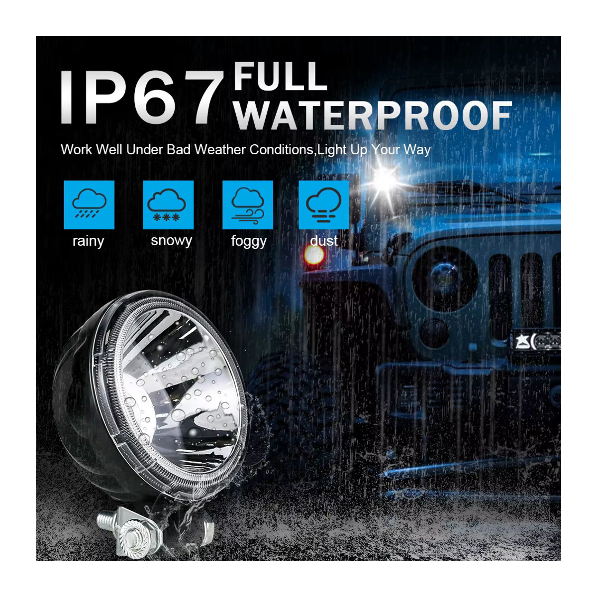 NLpearl 2er Set 3 Zoll LED Arbeitsscheinwerfer Rund für Offroad Motorrad Auto ATV und Lkw - Bild 3